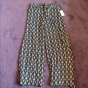 NWT SEMI-SHEER GRAPHIC WIDE LEG PANTS